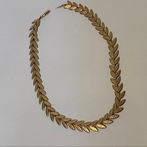 KREMENTZ VINTAGE NECKLACE GOLD CHOKER LEAF LEAVES - Picture 4 of 7